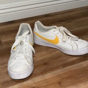 Nike White and Yellow Casual Shoes